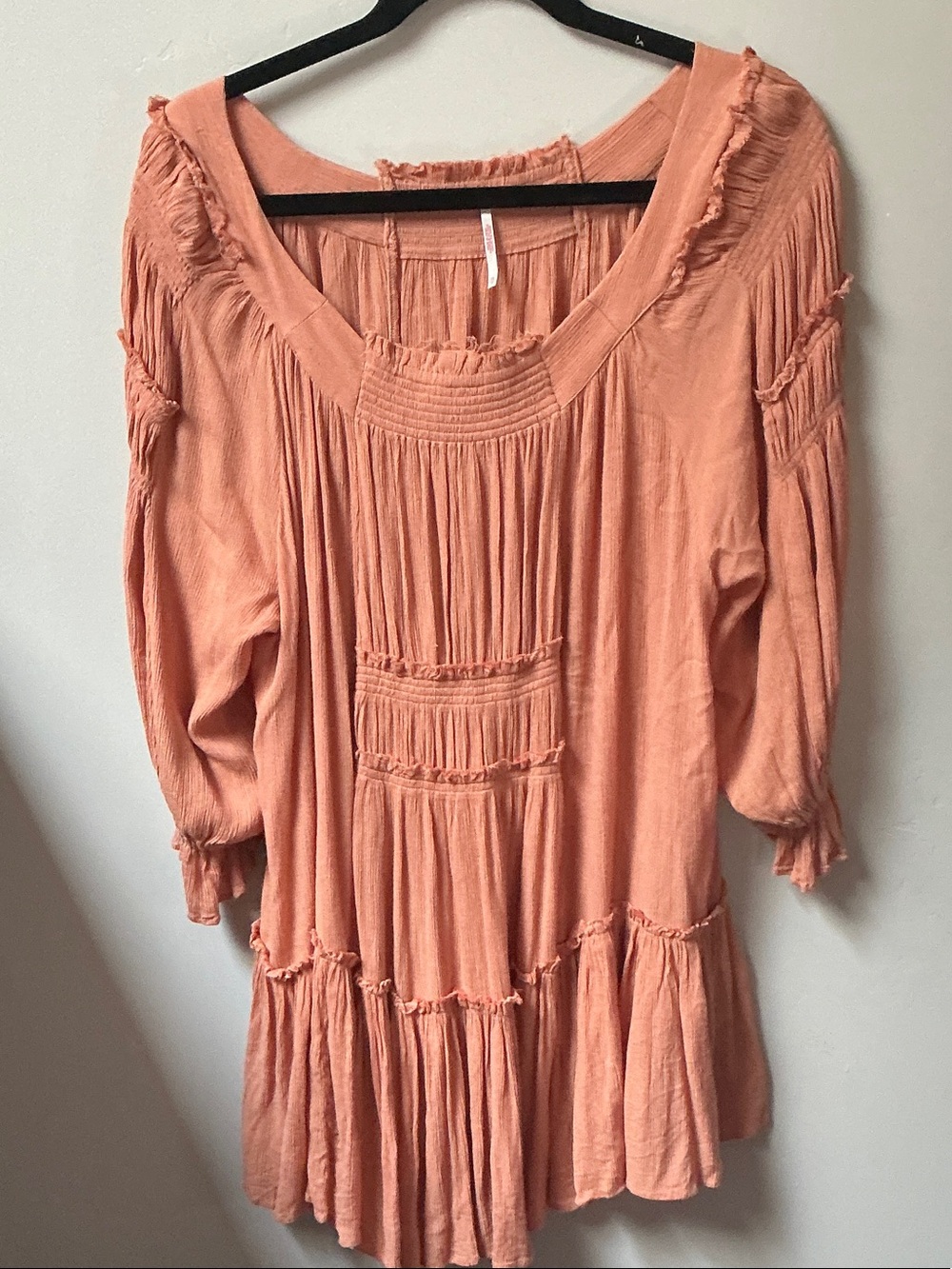 Free People Peach Boho Peasant Dress